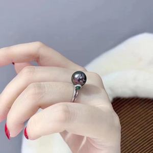 10-11 Flawless Peacock Green and Black Bead <b>Ring</b> 925 Precision Imported Craftsmanship Active Mouth Design Value <b>Pearl</b> <b>Rings</b> - Product Image 2