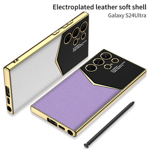 Funda protectora de color sólido galvanizado para <span class=keywords><strong>Samsung</strong></span> S24 Ultra Jazz, funda de teléfono móvil anticaída de cuero liso para S24 Plus - Product Image 6