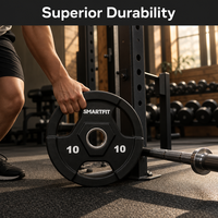SMARTFIT Plaques de poids CPU de qualité commerciale avec logo personnalisé, en polyuréthane, à 3 trous, pour haltères, équipement de fitness pour salle de sport