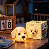 EGH 5 en 1 Altavoz de Música con Sonido Blanco para Bebés, Perro de Silicona Suave, Luz Nocturna LED 3D de Colores para Crear Atmósfera