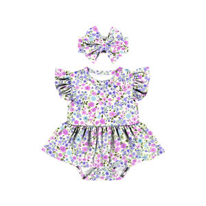 LT-469-YXW Al por mayor Pelele de verano con volantes y estampado floral para bebé, Pelele de seda para bebé con volantes, Fabricado en Yiwu - Product Image 3