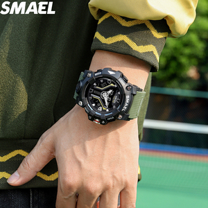 SMAEL 8075 Dual Display Quartz Watch Multi Color Option 30-50M Waterproof PU Strap Outdoor Sports Wristwatch - Product Image 5