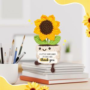 Regalos de Agradecimiento Hechos a Mano, Decoración de Girasol Positivo en Crochet, Lindo Regalo de Agradecimiento con Tarjeta Cálida para Amigos y Familiares - Product Image 3