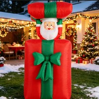 Meilleures ventes transfrontalières : Ensemble de décoration gonflable Père Noël avec lumières LED pour jardin et ornement de Noël