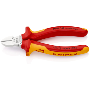 KNIPEX 70 06 140 SB Coupe-fil diagonaux isolés avec poignées à éléments multi-composants, testés VDE, chromés, 140 mm - Product Image 1