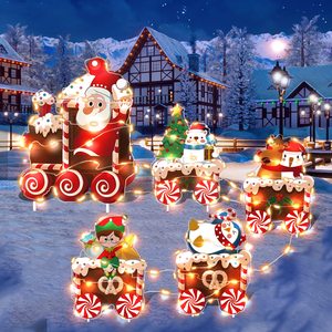 Letreros <span class=keywords><strong>Navideños</strong></span> para Jardín, Tren Navideño y <span class=keywords><strong>Renos</strong></span>, Decoración Gigante para Césped, Adornos <span class=keywords><strong>Navideños</strong></span> para Patio Delantero - Product Image 1