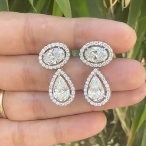 Pendientes de gota chapados en plata blanca de 14 quilates Avarta con diamantes cultivados en laboratorio, joyería hecha a mano para mujeres y niñas para bodas al por mayor - Product Image 3