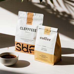 Bolsas de granos de café Barrie de humedad compuesta con válvula, corbata de estaño, cremallera, fuelle lateral, cierre de cremallera, bolsa de café frustrada de fondo plano - Product Image 1