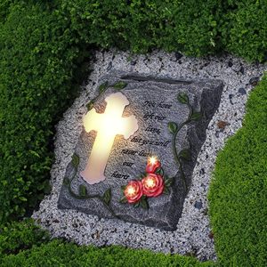 Solar <b>Garden</b> <b>Memorial</b> <b>Stone</b> Cross Resin Outdoor Cemetery Decoration Traditional Design Lawn Patio <b>Memorial</b> Gift - Product Image 3