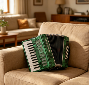 Fisarmonica a <span class=keywords><strong>16</strong></span> Bassi e 25 <span class=keywords><strong>Tasti</strong></span> Verde per Bambini e Principianti, Strumento Musicale - Product Image 3