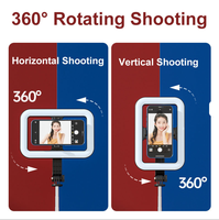 Tripod Selfie Stick Lipat Portable dari Baja Anti Karat untuk Rekam Video Ponsel, Vlogging, Live Streaming, dengan Lampu LED 3 Suhu Warna
