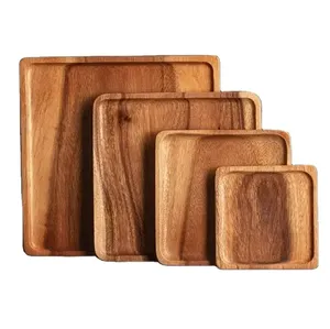 Plateau de service en bois, artisanal, en bois massif, grand, rectangulaire, pour la cuisine, la salle à manger, la table basse, organisateur, style rustique, quotidien - Product Image 1