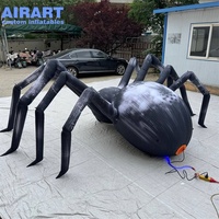Grande araignée gonflable noire réaliste, décoration gonflable personnalisée pour fête d'Halloween en extérieur, araignée-loup