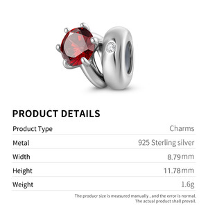 Классическое кольцо круглой формы с подвеской из настоящего 925 стерлингового серебра с 12 цветными бусинами для женщин - Product Image 5