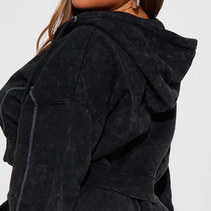 Conjuntos de punto personalizados Mujer 2025 Crop Top Cremallera Sudadera con capucha Chaqueta y pantalones acampanados Chándal Conjuntos de 2 piezas para mujer - Product Image 6