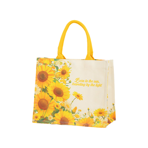 <span class=keywords><strong>Sac</strong></span> fourre-tout esthétique à motif floral en toile de coton enduite imperméable, réutilisable pour les courses, directement de l'usine professionnelle - Product Image 1