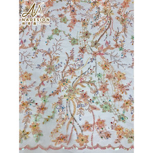 कस्टम निर्मित निजीरियन ब्राइडल कढ़ाई फीता कपड़े बेडेड लक्जरी उच्च गुणवत्ता वाले थोक सोने के फीता कपड़े - Product Image 3