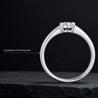 Bague en argent sterling S925 avec moissanite ovale 0,5 ct, taille D VVS1, sertissage semi-clos, ajustement confortable et élégant, tige unie