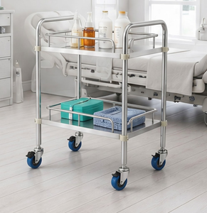 Heavy Duty Stainless Steel Service Cart Medical Utility <b>Trolley</b> 2 Tier Rolling Cart with <b>Wheels</b> for Hospital Clinic Beauty - Product Image 4