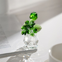 Vase sculpté en cristal K9 de luxe en forme de rose et de grenade pour présentoir de boutique, figurine d'art abstrait, présentoir de comptoir à bijoux