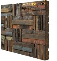 Panneau mural décoratif 3D en bois massif, mosaïque géométrique moderne haut de gamme pour mur d'accentuation de bar, salon, salle à manger, extérieur