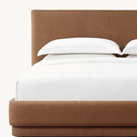 Lit en tissu de bois massif Simple 1.8m 2.2m Lit double Chambre à coucher Lit king size haut de gamme pour usage domestique Dossier doux rétro français