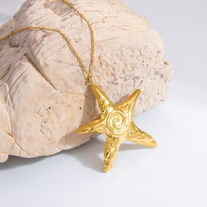 Collier pendentif étoile de mer en acier inoxydable extra large plaqué or 18 carats pour femme, chaîne de clavicule, cadeau bijou - Product Image 4