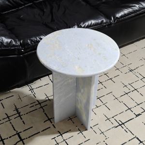 Lüks Oturma Odası Özel Yuvarlak Modern Sehpa Tabanı İçin Toptan Premium İtalyan Siyah Beyaz Mermer Plakalar - Product Image 6