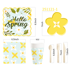 Platos de Papel para Fiesta DAMAI, Platos Desechables con Diseño Floral para Fiestas de Niñas, Bodas, Despedidas de Soltera, Fiestas de Té, Suministros para 8 Personas - Product Image 5