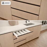 Armoires de cuisine sur mesure en bois massif, aménagement minimaliste, rangement par tiroirs, fournitures pour projets domestiques et boîtes d'armoires en MDF