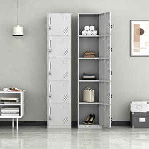 Armario Metálico Ventilado de 5 Puertas con Barra para Colgar y Cerradura con Código para Uniformes del Personal Hospitalario - Product Image 2