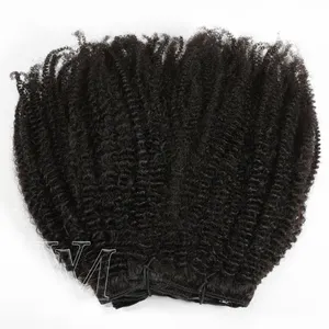 Potongan dari Gadis Muda 120G Hingga 210G Remy Virgin 100% 4A 4B 4C Afro Keriting Alami Klip Manusia Mentah Ins Ekstensi Rambut