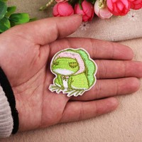 Patch Bordir Kain Non-Woven Resin untuk Disetrika Desain Kartun Hewan Lucu Katak Siput Kedatangan Baru DIY Pakaian