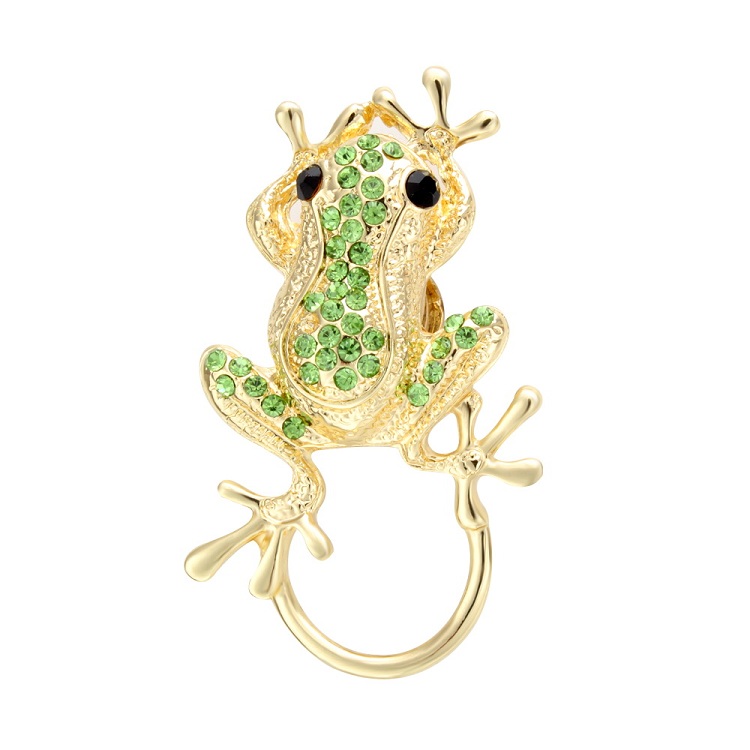 Jewelry Manufacturer Wholesale 18K Gold Rhinestone Frog Magnetic Eyeglasses Holders