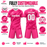 Maillot et short de football personnalisés rose col en V, sublimation intégrale, séchage rapide, légers, OEM ODM, vente en gros, faible MOQ, usine USA