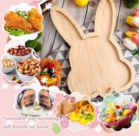 Plateau de service en bois en forme de lapin de Pâques - Planche à charcuterie en forme de lapin et d'œuf pour les fêtes et la décoration de table de vacances
