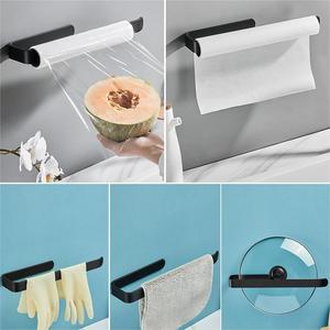 Shu Zheng Wall Mounted <b>Paper</b> Towel Holder Black Punch Free Rectangle Design For <b>Kitchen</b> Storage - Product Image 2