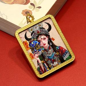 Handgeschilderde Gouden Thangka Gau Box Zha Ji La Mo Hanger Legering Thangka Case - Product Image 4