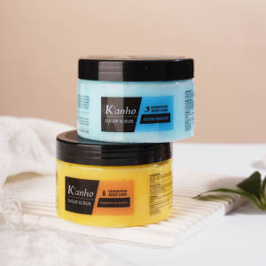 Kanho ผลิตภัณฑ์ดูแลผิวขายส่งธรรมชาติคอนเทนเนอร์มะนาวสตรอเบอร์รี่ถั่วนมฉลากส่วนตัวน้ําตาลไวท์เทนนิ่งขัดผิว - Product Image 4