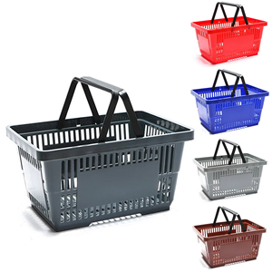 Cesta de Compras de Plástico Azul de Alta Calidad de 28L, Cesta de Compras Plegable de 20L con Asas - Product Image 1
