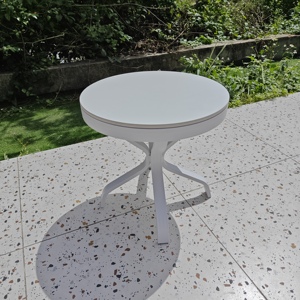 Mesa Auxiliar Redonda Moderna de Aluminio Blanco, Resistente a la Intemperie, para Hotel, Resort, Patio, Balcón, Muebles de Exterior - Product Image 2