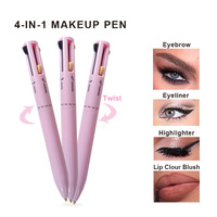 Meilleure vente de stylo surligneur de marque privée végétalien de haute qualité crayon à lèvres eyeliner stylo à sourcils 4 en 1 stylo de maquillage en gros