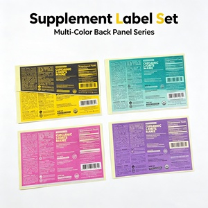 Juego de Etiquetas para Suplementos, Panel Trasero Multicolor, Etiquetas Rectangulares Autoadhesivas de Papel con Código de Barras para Envasado de Alimentos - Product Image 1