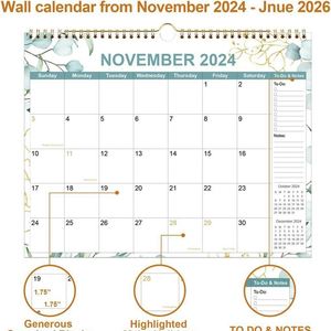Calendrier suspendu transfrontalier pour la planification, version anglaise, motif floral, reliure spirale, laminé, 2025 - Product Image 3