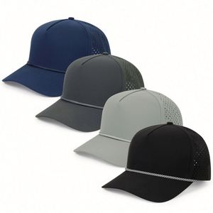Wholesale High Quality <b>Waterproof</b> Laser Cut Hole Perforated Dad <b>Hat</b> With Custom Logo Baseball Caps With Rope - Product Image 1