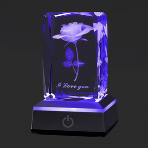 Wholesale K9 Crystal Cube Photo Frame with Led Light Custom Laser Engrave 3d Photo Crystal Cube for <b>Souvenir</b> Gift - Product Image 3