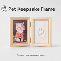 Cadre photo commémoratif moderne classique à double ouverture avec empreinte de patte d'animal de compagnie, en bois, pour salon, souvenir pour les propriétaires de chats et de chiens MITO JN-3-001