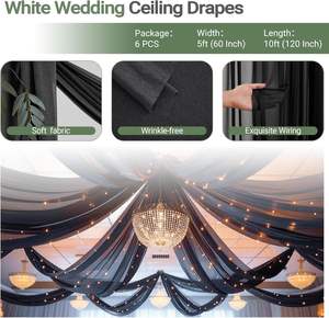 Drapés de plafond pour mariages, fonds de photographie de mariage, rideaux transparents, tentes en tulle, draperies, décorations de mariage pour cérémonie, scène de fête - Product Image 4