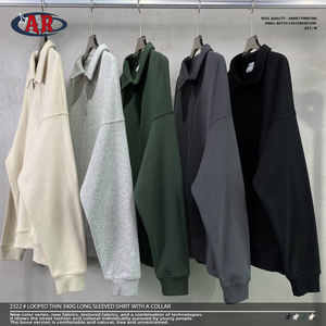 Camisetas Polo <span class=keywords><strong>de</strong></span> Manga Larga con <span class=keywords><strong>Cuello</strong></span> Camisero, Unisex, <span class=keywords><strong>de</strong></span> Gran Tamaño, Color Sólido, 340g, Algodón <span class=keywords><strong>de</strong></span> Alta Calidad - Product Image 3