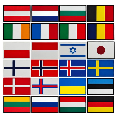 Customized Size PVC Rubber Patches 3D Delicate Country Flag Soft Rubber PVC Label with Hook and Loop for Hats and Garments